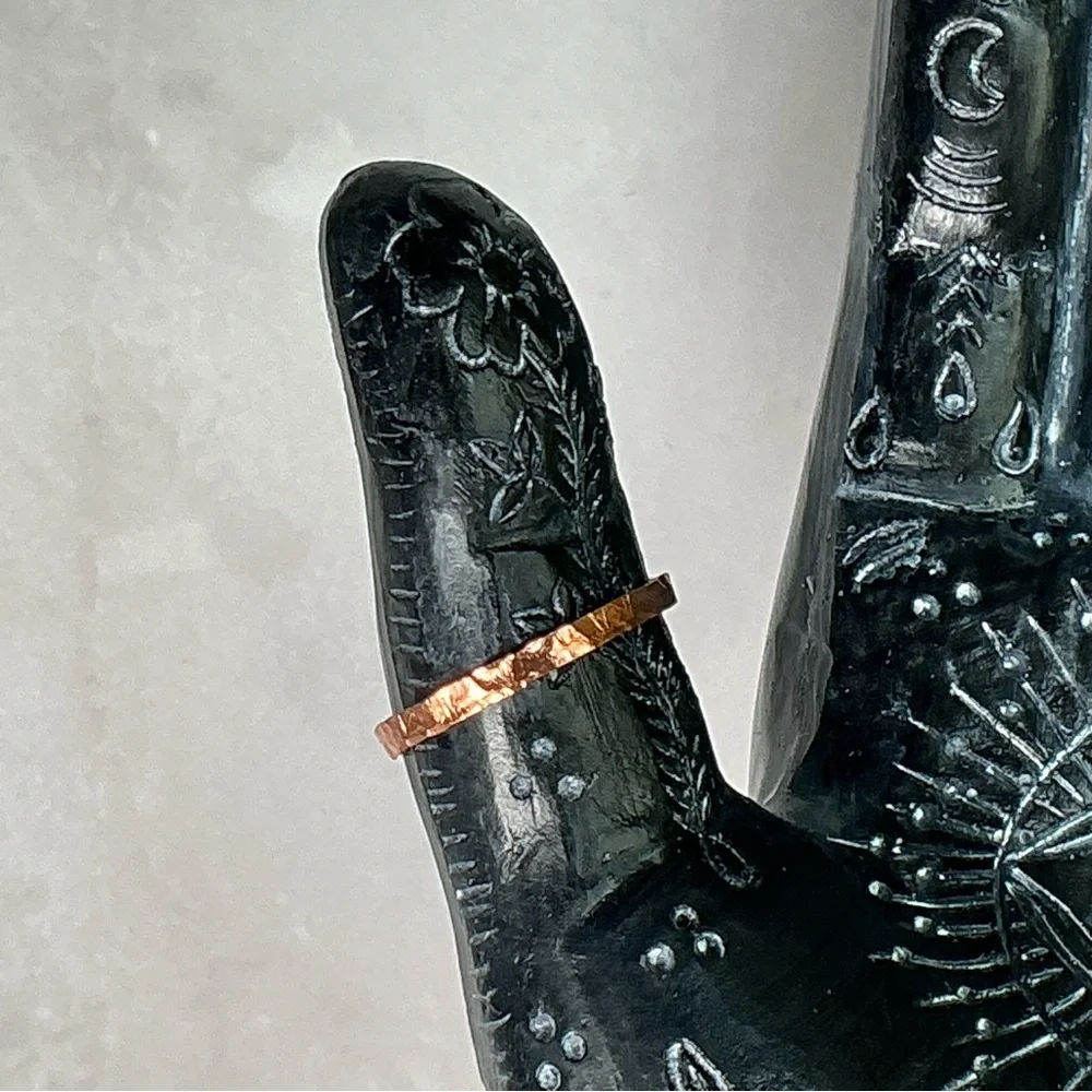 Raw Copper Ring Size 8.5 Band Jewelry Minimal Hammered Solid Handcrafted USA #B - Picture 6 of 12